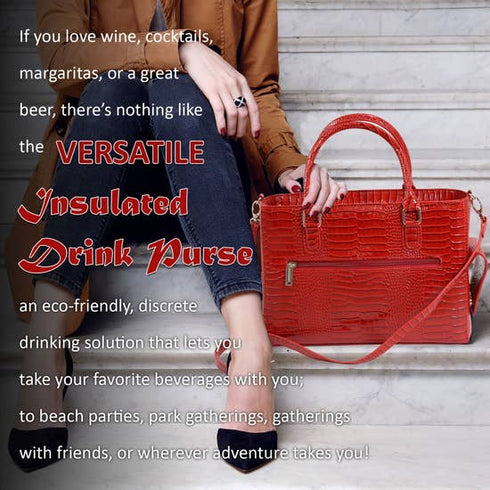 Red Croc Drink/ Wine Purse Insulated with Bladder Bag
